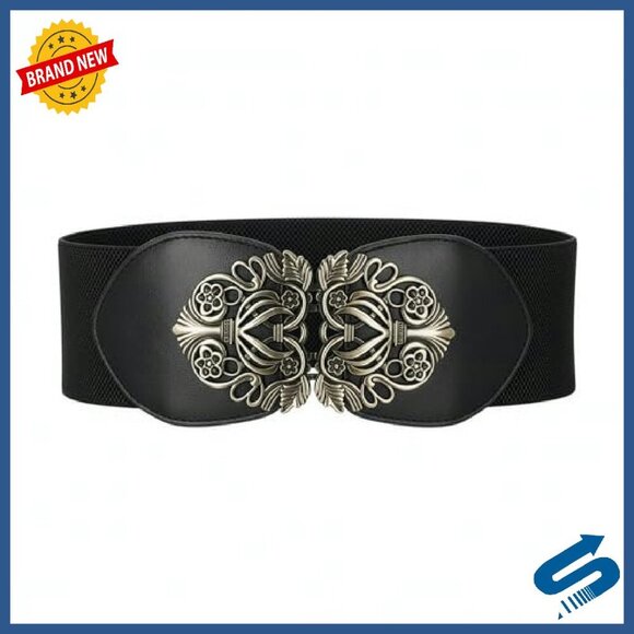 3 Inch Wide Elastic Waspie Belt with Antique Buckle for Dresses Skirts main image 4